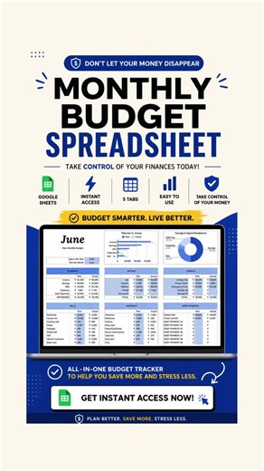 Monthly Budget Spreadsheet for Google Sheets | Easy Budget Tracker Template to Save More Money