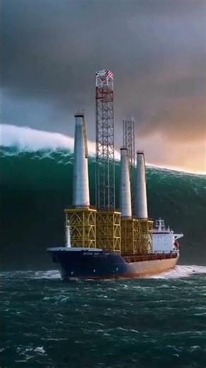 MASSIVE SHIP CARRIES GIANT STRUCTURES IN HEAVY SEAS! #lifeatsea