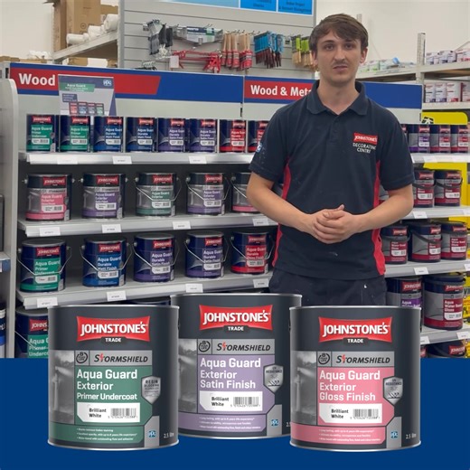 Love the Johnstone's Trade AquaGuard interior range? Well, you can now get the same long-lasting finish on exterior wood and metal with the brand new Stormshield Aqua Guard Exterior range!​ Available in Primer Undercoat, Satin Finish and Gloss Finish.​ Head to your local Johnstone’s Decorating Centre today to find out more!​ Find your local store here: https://www.johnstonesdc.com/stores | Johnstone's Decorating Centre