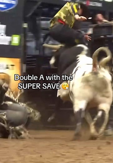 Bullfighter takes the bullet 😮‍💨 @Double A #pbr #utb #bullriding #save #hero #stlouis