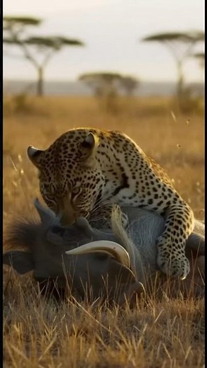 Leopard vs Warthog | When Playing Dead Becomes a Game-Changer 🐆🐗