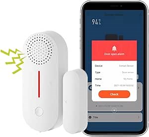 Smart Wi-Fi Door Window Sensor Detector, Wireless Sensor Real-time Home Security Buzzer Alarm Siren,Home Security Door& Window Sensor Burglar Alarm Compatible with Alexa Google Assistant