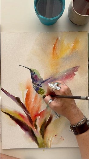 Hummingbird watercolor painting #art