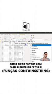 Vamos aprender a filtrar tabelas por partes de textos utilizando a Função CONTAINSSTRING no Power BI! Se quiser o arquivo que foi utilizado nessa aula é só seguir o passo a passo que comentamos no vídeo! #powerbi #hashtagtreinamentos | Hashtag Treinamentos