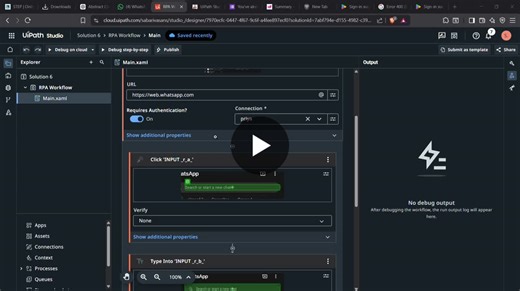 Hi connections, I build a simple automation to sent whatsapp messages using uipath studio. In this automation i used Whatsapp web with uipath activities like use application/browser, type into and… | SABARIVASAN .S