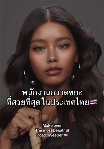 Replying to @แล้วใจ make over “สาวกวาดถนน” ที่สวยที่สุด!! #roadsweeper #น้องฉัตรมาแชร์ #thailand #พนักงานกวาดขยะ #chatcosmetics #nongchatmakeover