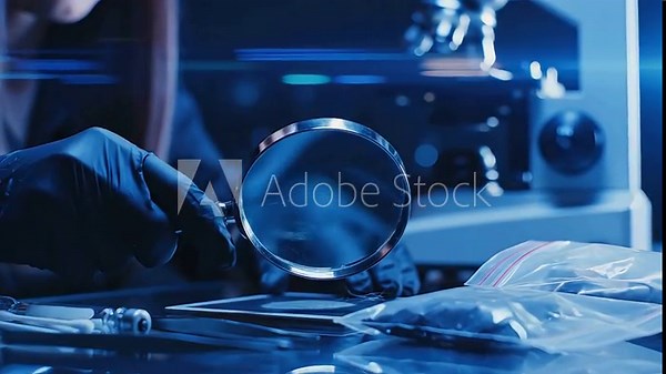 Forensic Evidence Examination in Crime Lab – Investigation Gloves and Laboratory Tools Footage vídeo do Stock