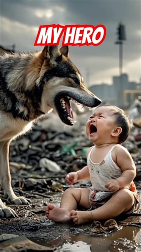 Brave Tabby Cat Saves Baby from Wolf 🐱🦊👶 #herotails #shorts #cat