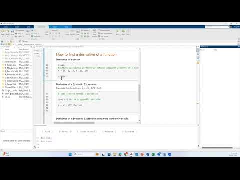 How to Find a Derivative of a Function in MATLAB (video 1/4)