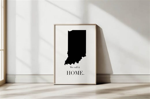 Indiana Travel Poster: Minimalist Indiana State Map Wall Art, Modern Printable Home Decor, US State Black and White Print (digital Download) - Etsy