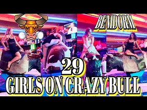 4K GIRLS ON CRAZY BULL 29 #benidorm #cowgirl #mechanicalbull #bullriding #mechanicalbullriding #bull