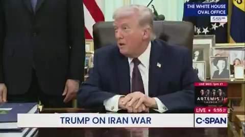 BREAKING 🚨 President Trump: “We will be leaving [Iran] very soon, and if France or some other country wants to get oil or gas, they will go up through the Hormuz Strait, and will be able to fend for themselves. But we have nothing to do with that. What happens in the Strait — we aren't going to have anything to do with it.”