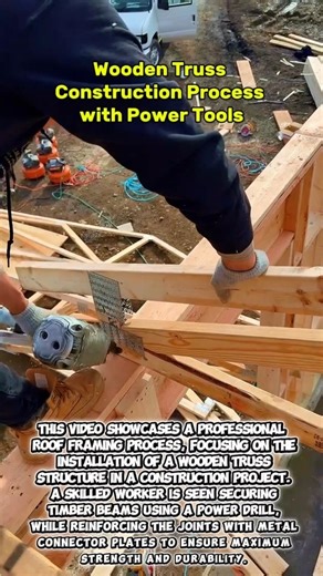 Professional Roof Framing Installation | Wooden Truss Construction Process with Power Tools