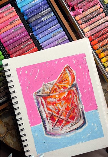 Creating a Stunning Negroni Cocktail with Oil Pastels