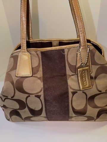 Coach Vintage Brown Signature Canvas Shoulder Bag | Classic Monogram Purse - Etsy