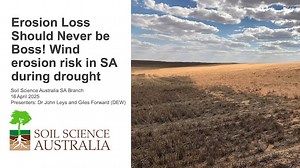 SA Branch: April 2025 webinar - Erosion Loss Should Never be Boss! Wind erosion risk in SA during drought