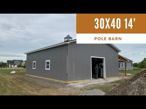 30x40 pole barn garage built in 2020 | Catawba Island with Azek Trim. (Instead of steel)