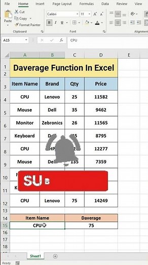 📊 DAverage Function in Excel | Excel Formula Tutorial 📊