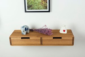 Solid Oak Floating Console Table With Drawers: Entryway Hallway Wooden Table - Etsy