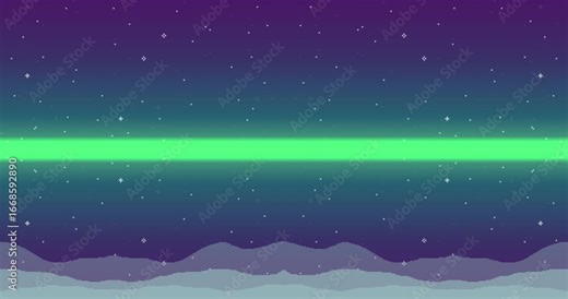 Seamless animation of starry night sky with flash. Vector retro futuristic background. 8 bit Retro game design interface Pixel art space cosmos.