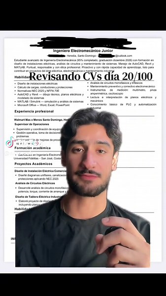 Revisando sus Curriculums día 20/100. Un 9/10 para alguien aun en la carrera. Aunque si, se puede ver el uso de IA, el uso que le dió resultó en un CV que comunica de manera fuerte la competencia del candidato. #curriculum #curriculumvitae #laboral #buscandotrabajo