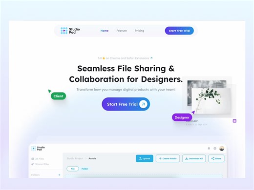 Studiopad - Cloud storage website design animation
