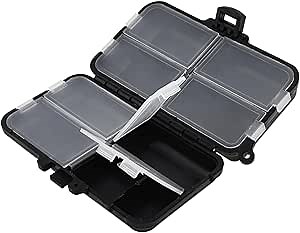 Mini Fishing Tackle Box, Small Box Fishing Accessories Storage Box, Double-Layer 9 Compartments Lure Accessories Box (11cm x 6.5cm)