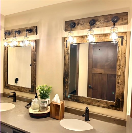 Handmade Rustic Distressed Pine Wood Mirror: Oil Rubbed Bronze Brackets - Etsy