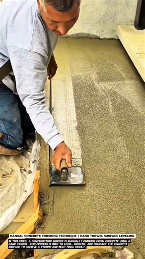 Manual Concrete Finishing Technique | Hand Trowel Surface Leveling.