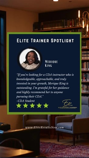 Next CDA Class: CDA Credential Training | Virtual - January 8, 15, 22, 29, 2026 Quote from Ms. King for CDA candidates: “Don’t try to do everything at once. Choose one small CDA task each day—one competency statement, one observation, one reflection—and complete it with intention. Consistency builds confidence, and confidence carries you all the way to the finish line.” Register Here | LINK IN BIO https://www.eliteresultsnow.online/ProductDetails.aspx?ProductID=318