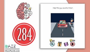 Brain Test Level 284 (NEW) Help this guy avoid a ticket