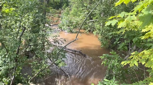 Schuyler Creek is starting to see some erosion of the old stone and mortar walls built decades ago that house the culvert under Midway Rd. Beware as Mother Nature is not done yet with the aftermath of last nights torrential rains. | Let’s Go Door County