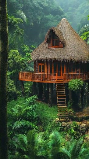Remote Tribal Houses Built on Stilts in the Jungle