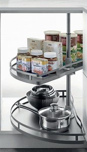 [Hot Item] Half Circle Carousel 2-Layer Storage Rack Kitchen Corner Cabinet Shelf