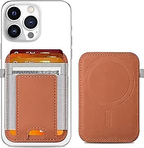 ExtreLife For Magsafe Wallet, Stronger Magnetic Wallet for iPhone 17/16/15/14/13/12 Series, Magnetic Card Holder with 2 Card Slots, Vegan Leather, Max 7 Cards, Slim, Brown