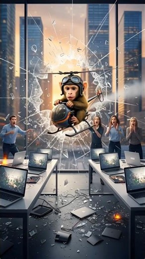 “Bandar Helicopter Le Aaya 😱|#shorts #bandar #ai #funny