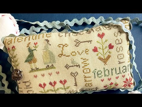 Flosstube 41 - Cross Stitch Finish Tutorial - how to attach ric rac to a cross stitch pillow!