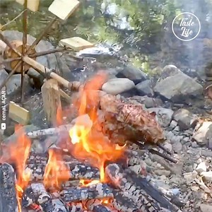 18M views · 48K reactions | We made a water mill on the creek to roast the lamb  | Taste Life | Facebook