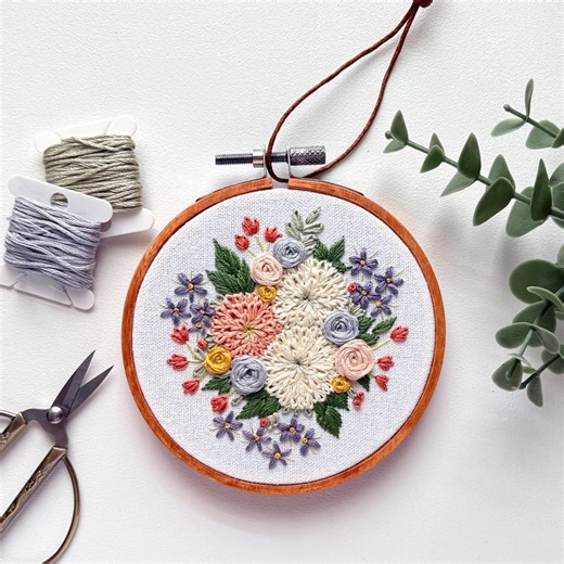 Spring Flowers Embroidery Hoop, Floral Home Decor, Finished Embroidery, Wall Art - Etsy