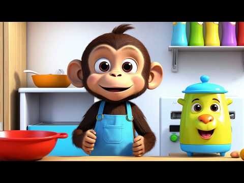 Monkey Opens the Fridge and Forgets Why Funny Silly Adventure | Kids Nursery Rhyme Animation