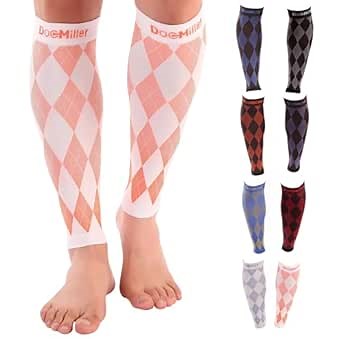 Doc Miller Calf Compression Sleeve for Women & Men, Footless 20-30mmHg Support for Shin Splints, Varicose Veins, Nurses, Running, Leg Pain Relief, Argyle Pattern, 1 Pair