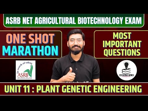 ASRB NET AGRICULTURAL BIOTECHNOLOGY CLASSES | Unit 11: Plant Genetic Engineering | Important MCQs