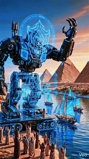 The Fallen Guardian: Cyberpunk Mech Destroyed in Ancient Egypt #nexusverse #scifi #space #cinematic