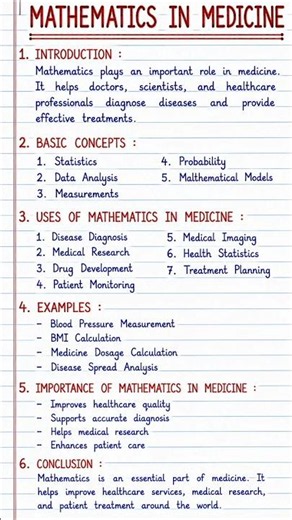 Mathematics in Medicine | Homework Help | Mathematics Project