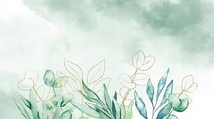 Watercolor eucalyptus tropical green and golden leaves on light green background, texture, animation groing moving minimal decoration botanical ecological wedding invitation spring summer plants