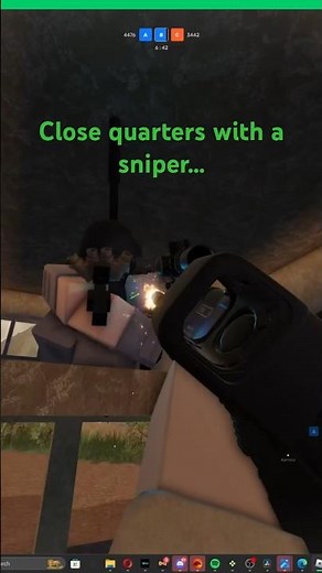Close quarters with a sniper in Roblox deadline…