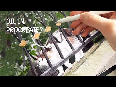 Digital Oil Plein Air Painting from Life in Procreate | Garden Guardian / Cute Cat | Ep. 13