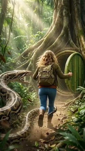 Python almost coils her legs before she dives into bamboo bunker #bamboo #ai