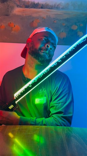 Jordan Conley on Instagram: "This is the Manda Saber by @neo.saber and this saber feels powerful. 💪🏾 They’re running a buy one, get one free Halloween sale right now…time to dual wield! 😼🎃 #starwars #lightsaber #neosaber #maytheforcebewithyou #halloween"