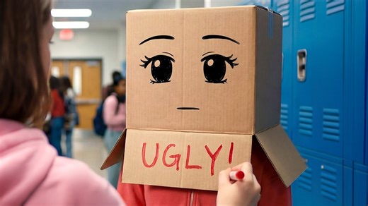Hiding her face after being called ugly?